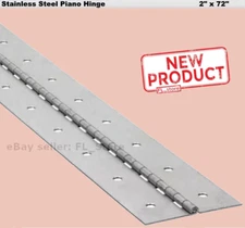 Stainless Steel Continuous Piano Hinge 2" x 6 Ft Full Surface Non-removable Pin