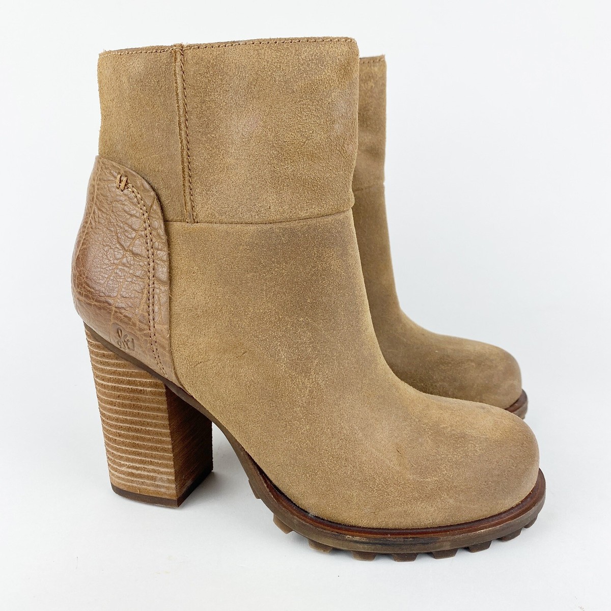Sam Edelman Franklin Bootie Boots Size 8M Cognac Brown Color Stacked Block  Heel