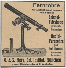 39/254 ANZEIGE AUS EINER ZEITUNG WERBUNG 1930 FERNROHRE MERZ MÜNCHEN