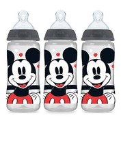 NUK Smooth Flow Disney Bottle, Mickey Mouse, 3 Pack 10 oz Bottles Colic Free