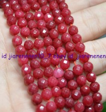 Natural 6mm Faceted Red Jade Round Jewelry Stone Loose Beads 15 Inch Beads