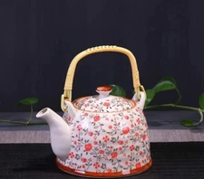 Teapot Ceramic Tea Set Kettle Jug  White Teapot Restaurant Hotel Carrying Pot
