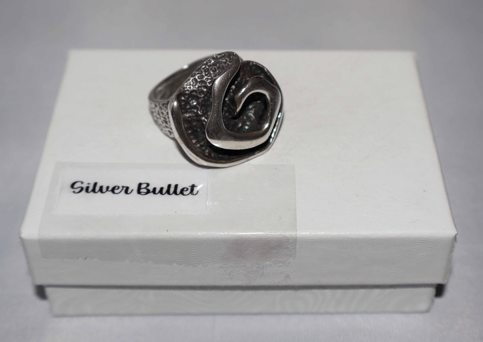 Silpada Sterling Silver Heavily Oxidized Swirl Textured Band Ring R1927 SZ 8 1/4