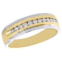 10K Zweifarbig Gold Rund Diamant Ehering Kanal Set 6.50Mm Ring 1/3 Karat