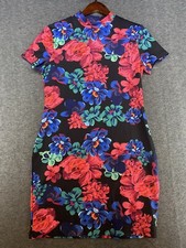 Shein Women's Size Large Colorful Floral Print Mock Neck Bodycon Dress