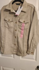 Member's Mark Women's S Relaxed Fit Button Front Beige Shacket NWT