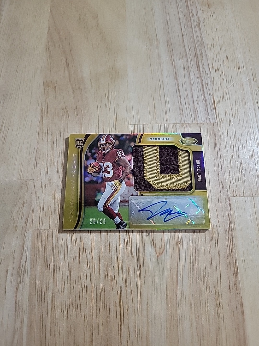 2019 Certified BRYCE LOVE Freshman Fabric Mirror Gold RPA /25 #236 Rookie Auto