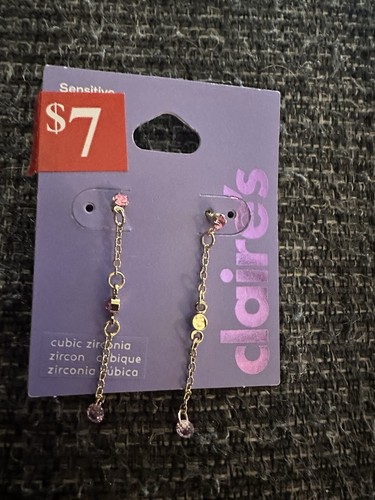 Lot Of 7 Pairs New Claires Girls WomenHypoallergenic Earrings Dino Strawberry CZ - Picture 6 of 11