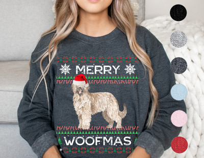 Briard Christmas Sweater Gift Berger de Brie Dog Mom Dad Ugly Sweatshirt Woofmas