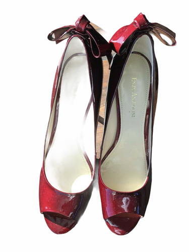 Nordstrom Enzo Angiolini Red Patent Shiny Pumps Mistle Peep Toe High Heels 8M - 第 9/11 張圖片