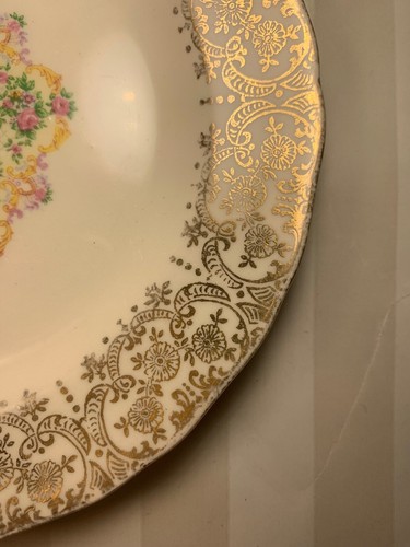 Nasco Ambassador Warranted 22 KT. Gold Dinner Plate Made in USA Floral Design - Picture 10 of 11