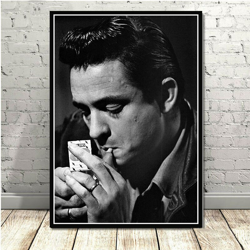 Tableau vintage Johnny Cash impression haute définition sur toile 50x70 cm