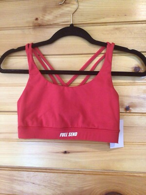 Full Send Fitness Women s Sports Bra Athletic Red Nelks Boys Logo XS NWT