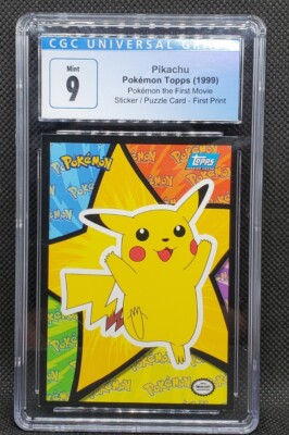 1999 Pokemon the First Movie Pikachu Sticker Puzzle Card MINT 9
