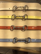 NWT NEW Gucci girls pink, blue or white patent leather buckle belt S L 376204