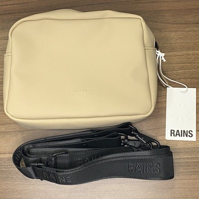 RAINS Box Bag 8wx6hx4d Waterproof SAND Beige Strap Crossbody Shoulder Unisex NWT