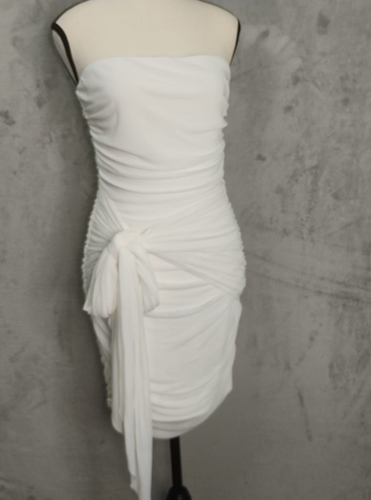 Club L London White Strapless Draped Ruched Mini Dress 6? Prom Dress Party - Bild 4 von 14