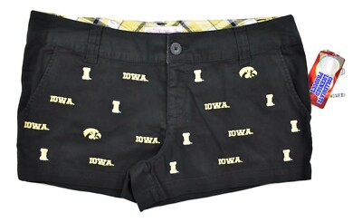 E5 NCAA Campus Classics Womens Iowa Hawkeyes Black Shorts NWT 1, 3, 5, 7, 9, 13