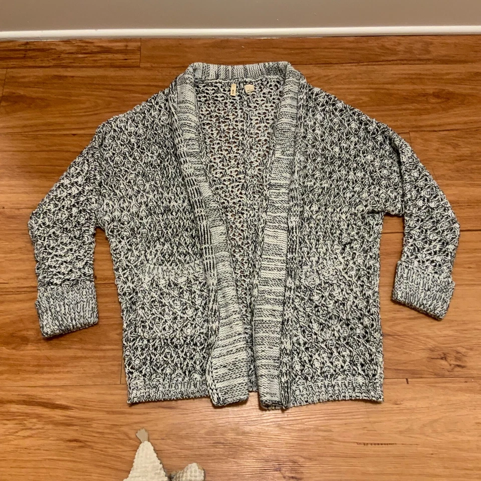 Cardigã Anthropologie Moth Feminino Suéter Chevron Mistura de Lã Assimétrico Médio - Imagem 2 de 3