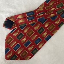 VTG Brooks Brothers Tie Red Geometric Paisley Repp Made In USA Silk