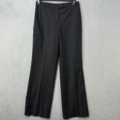 Brooks Brothers Womens 10 Tuxedo Pants Dress Black Wool Wide Leg Trousers EUC