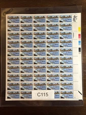 C115 US Air Mail Mint Sheet, 44 cent Transpacific Airmail, Mint NH
