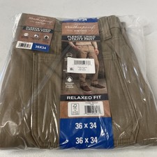 NWT Weatherproof Vintage Mens Fleece Lined Stretch Utility Canvas Pant 36x34 TAN