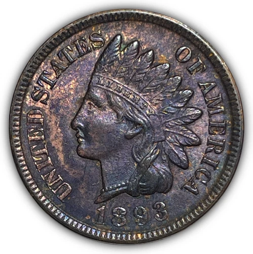 1893 Indian Head Cent Uncirculated UNC Coin, Faint Cleaning #25048