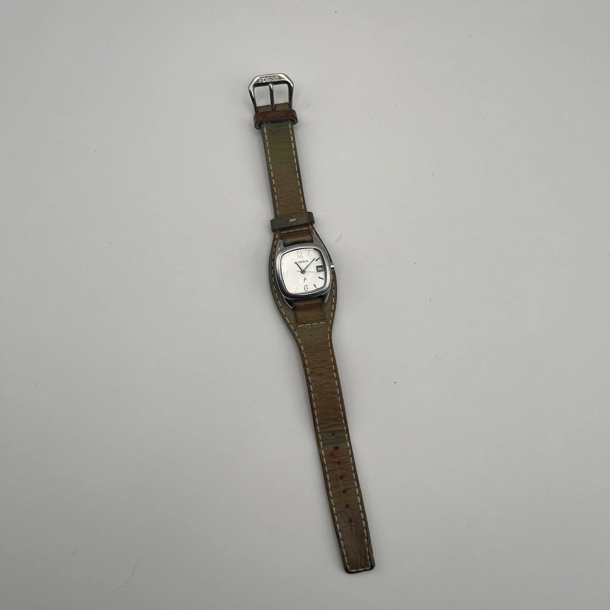 Fossil Ladies Watch Brown Leather Strap Square White Dial Stainless Accents Fossil ES4254 Women main image 2