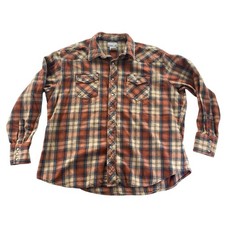Wrangler Men's Shirt Size 2X Brown Retro Plaid Pearl Snaps Western Flannel Long