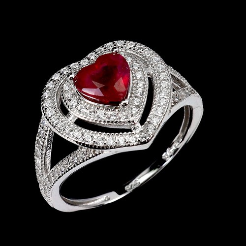 925 Sterling Silver Ring Heart Ruby 6mm Natural Gemstone Jewelry Size 8 - Picture 2 of 13