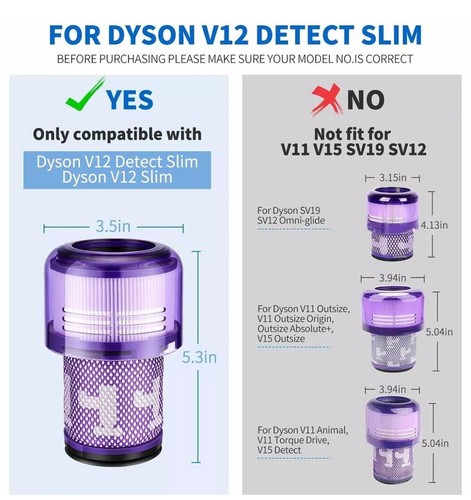 3x 971517-01 Filter For Dyson V12 Detect Slim Cordless, V12 Slim Vacuum - Bild 3 von 4
