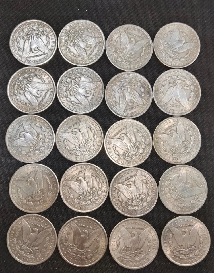 Lote de 5 monedas "O" ¡DÓLAR DE PLATA MORGAN! ¡Bonita moneda circulada! ¡Raro! Fecha mixta Foto 3 de 3