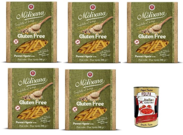 5X Pasta La Molisana, Penne Rigate N. 20 Glutenfreie Nudeln 400G+Polpa 400G-image