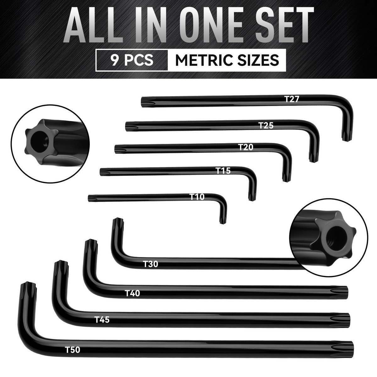 Set De 10 Clés Torx Silverline – T9 à T50, Poignée En T, Chrome Vanadium, Neuf