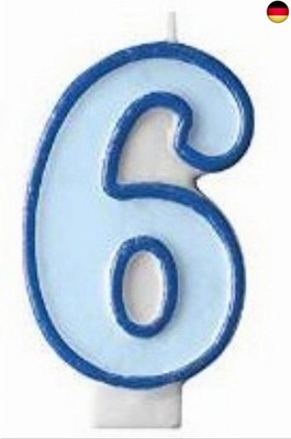 PartyDeco Kerze Zahl 6, hellblau