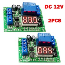 2Pc DC12V Digital LED Trigger Countdown Timer Delay Turn Off Time Relay Switches