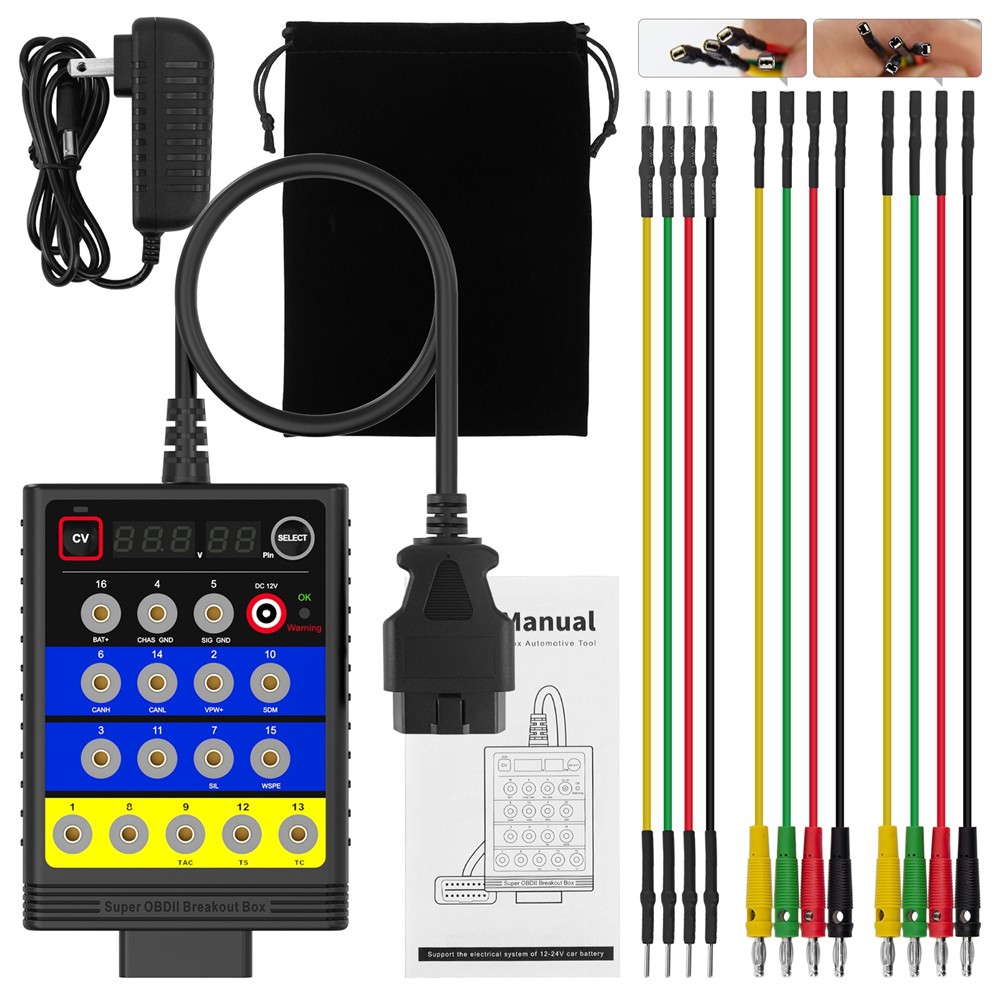 OBD2 Breakout Box Car OBDII Protocol Detector 16-Pin CAN Bus Test Breakout