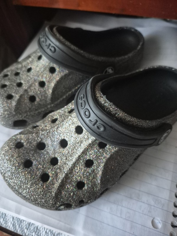 Youth Gray Glitter Crocs Sz. 12.5 Youth EUC