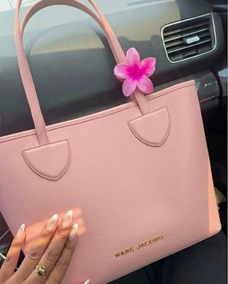 Marc Jacobs Large Pink Tote Bag Gold Hardware Burgundy Lining Charm Pockets