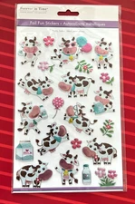VERY RARE - DAIRY MILK COWS PUFFY FOIL 3D STICKERS SHIPS FREE