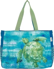 Sun N Sand Paul Brent Green Sea Turtle Large Shoulder Tote Bag