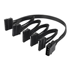 IDE to SATA Power Splitter Cable, LP4 4 Pin Male to 5 SATA Female Power