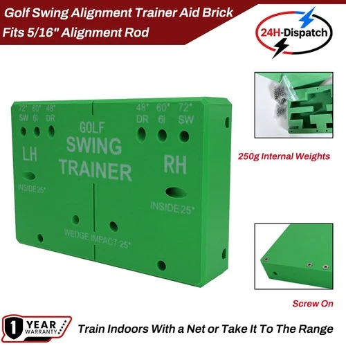 Weighted Golf Swing Alignment Trainer Brick Swing Aid LH/RH 5/16" Alignment Rod