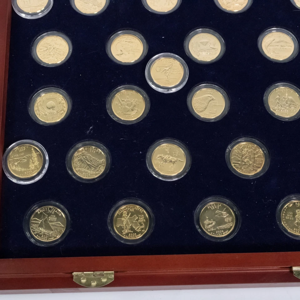 45 Statehood Quarter Dollars 24KT GOLD Layered Edition With 7 Colorized Quarters - Image 4 of 4