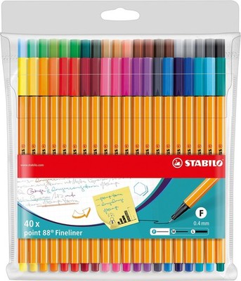 STABILO Fineliner point 88 - Pack of 40 - Assorted Colors
