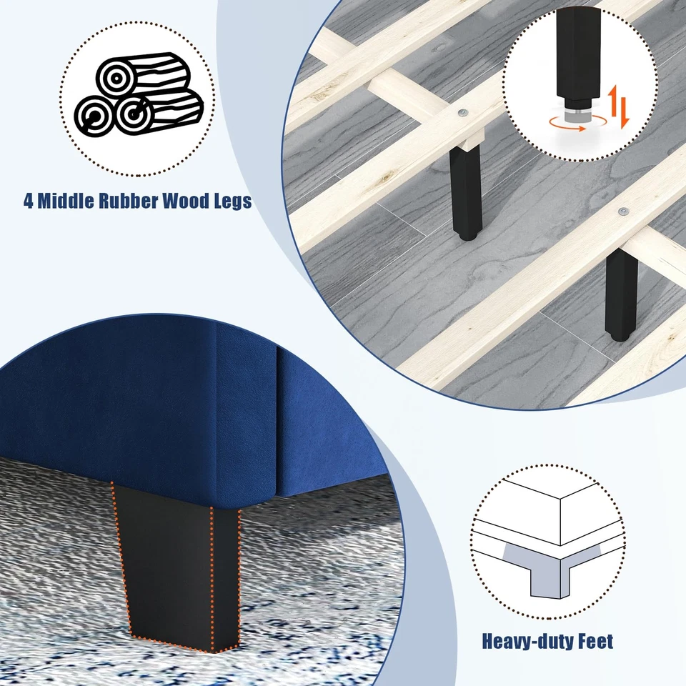 Marco de cama de terciopelo tamaño queen, cama de plataforma tapizada con botones acolchados y Na... Foto 3 de 4