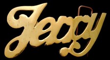 LK22111 NOS VINTAGE 1970s/80s CUT-OUT SCRIPT NAME  JERRY  SOLID BRASS BUCKLE