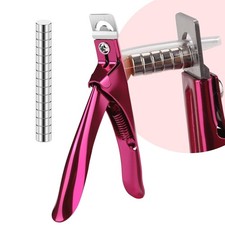 False Nail Clippers with Magnets Stainless Steel Cutter for Acrylic Pink