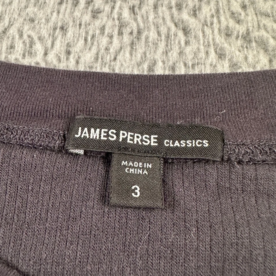 Camisa James Perse Para Hombres 3 Negra Waffle Térmica LS Cuello Redondo Mezcla de Cachemira Foto 3 de 4